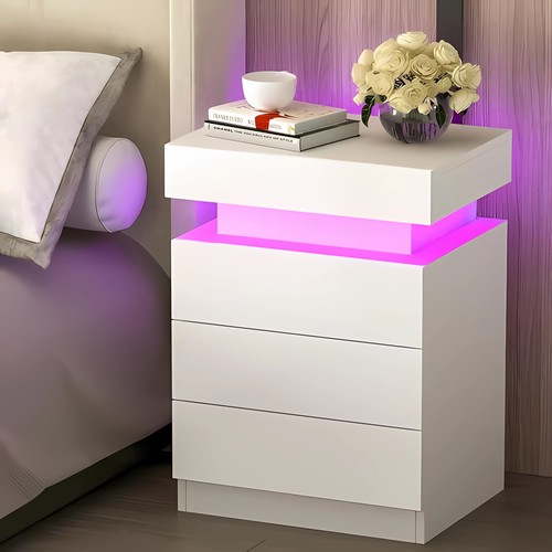 Nachttisch rgb led hochglanz - nachttisch,