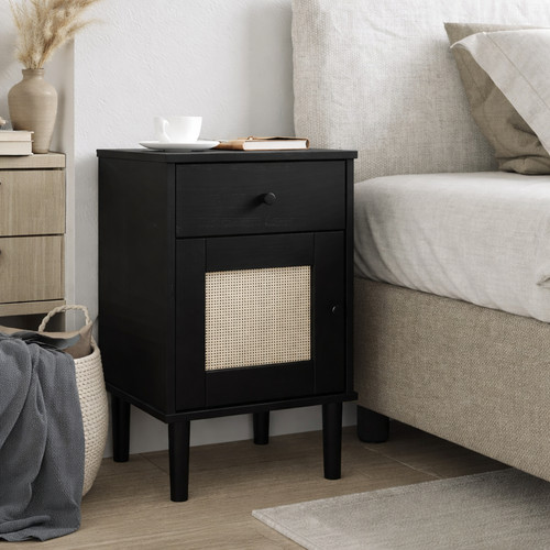 Nachttisch rattan look schwarz - nachttisch,