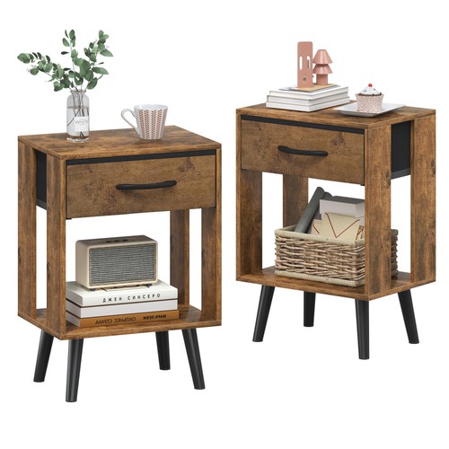 Nachttisch 2er set holz - nachttisch, mit